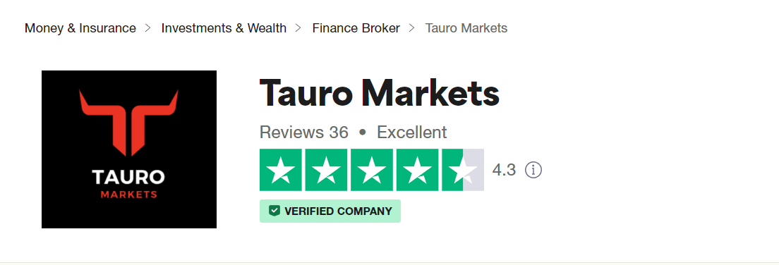 Tauro Markets Trustpilot Score